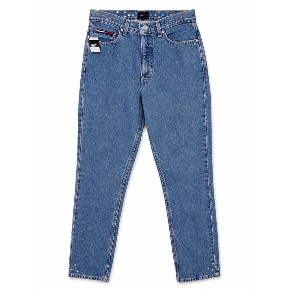 Vintage NWT Tommy Jeans USA Rhinestone Slim Jeans 7/30 Y2K 90s Denim Women's